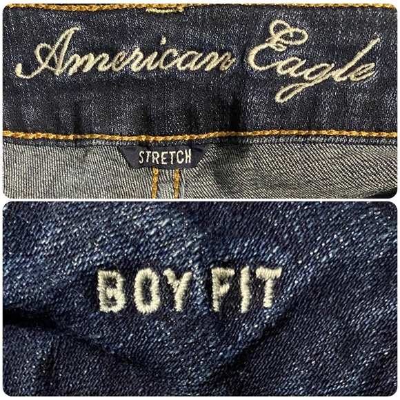 AEO American Eagle Outfitters Boy Fit Stretch Blue Relax Mid-rise Jeans Size 10 - Picture 11 of 13